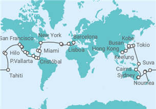 Itinerario del Crucero Tramo de vuelta al mundo: De Barcelona a Hong Kong - Costa Cruceros