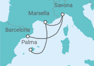 Itinerario del Crucero Momentos mediterráneos - Costa Cruceros