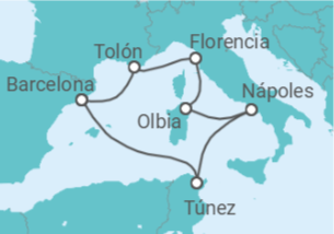 Itinerario del Crucero Legado Mediterráneo TI - Corazul Cruceros