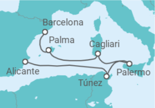 Itinerario del Crucero Tras las huellas del Mediterráneo TI - Corazul Cruceros