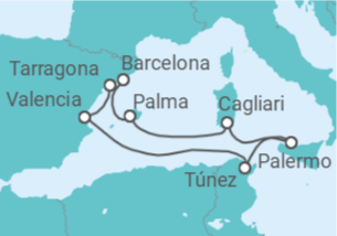 Itinerario del Crucero Tras las huellas del Mediterráneo TI - Corazul Cruceros