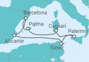 Itinerario del Crucero Tras las huellas del Mediterráneo TI - Corazul Cruceros