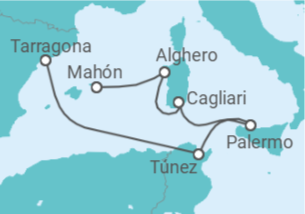 Itinerario del Crucero Tesoros del Mediterráneo - Corazul Cruceros