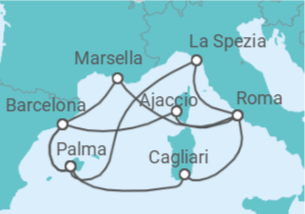 Itinerario del Crucero Italia, Francia, España TI - AIDA