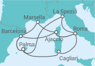 Itinerario del Crucero Italia, Francia, España TI - AIDA