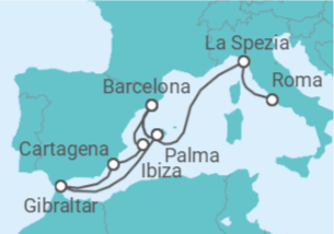 Itinerario del Crucero España, Gibraltar, Italia TI - AIDA