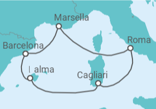 Itinerario del Crucero Italia, Francia, España TI - AIDA