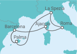 Itinerario del Crucero España, Italia, Francia TI - AIDA