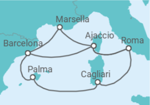 Itinerario del Crucero Francia, España, Italia TI - AIDA