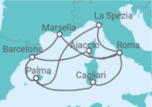 Itinerario del Crucero Italia, Francia, España TI - AIDA