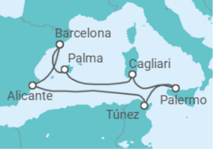 Itinerario del Crucero Tras las huellas del Mediterráneo TI - Corazul Cruceros