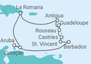 Itinerario del Crucero Islas del Caribe desde República Dominicana - AIDA