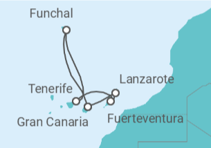 Itinerario del Crucero Oasis del Atlántico TI - Costa Cruceros