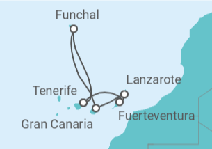 Itinerario del Crucero Oasis del Atlántico TI - Costa Cruceros