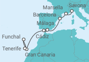 Itinerario del Crucero Italia, Francia, España, Canarias, Madeira - Costa Cruceros