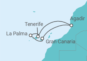 Itinerario del Crucero Oasis del Atlántico TI - Costa Cruceros