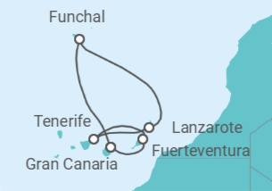 Itinerario del Crucero Oasis del Atlántico - Costa Cruceros