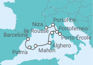 Itinerario del Crucero España, Italia - Ponant