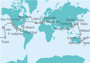 Itinerario del Crucero Tramo de Vuelta al mundo: De Marsella a Hong Kong - Costa Cruceros