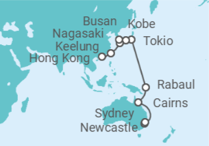 Itinerario del Crucero Tramo de Vuetla al mundo: De Sidney a Hong Kong - Costa Cruceros