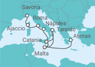 Itinerario del Crucero Desde Pireo (Atenas) a Savona (Italia) - Costa Cruceros