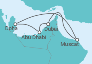 Itinerario del Crucero Emiratos Árabes, Qatar, Omán TI - AIDA