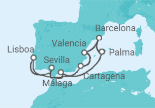 Itinerario del Crucero España, Portugal TI - AIDA