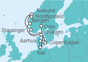 Itinerario del Crucero Noruega, Dinamarca, Alemania TI - AIDA