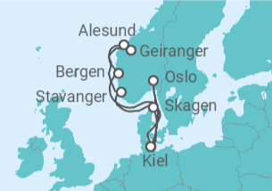 Itinerario del Crucero Noruega, Alemania TI - AIDA