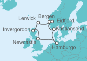 Itinerario del Crucero Reino Unido, Noruega TI - AIDA