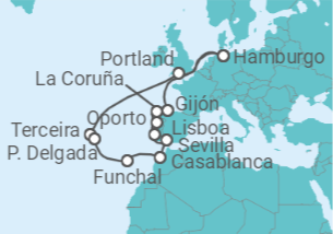 Itinerario del Crucero Portugal, Marruecos, España TI - AIDA