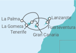 Itinerario del Crucero Islas Canarias TI - AIDA