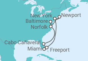 Itinerario del Crucero Estados Unidos (EE.UU.) TI - AIDA