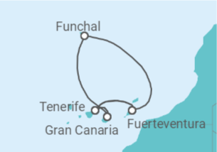 Itinerario del Crucero Islas Canarias TI - AIDA