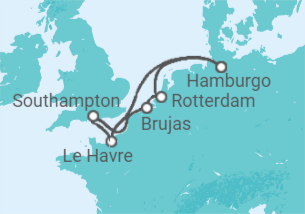 Itinerario del Crucero Francia, Reino Unido, Bélgica, Holanda TI - AIDA