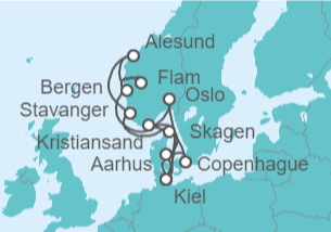 Itinerario del Crucero Noruega, Dinamarca, Alemania TI - AIDA