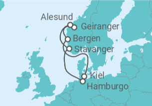 Itinerario del Crucero Noruega TI - AIDA