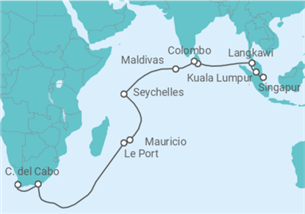 Itinerario del Crucero Desde Singapur a Ciudad del Cabo (Sudáfrica) TI - AIDA