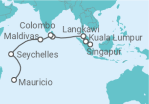 Itinerario del Crucero Singapur, Malasia, Sri Lanka, Maldivas, Seychelles TI - AIDA