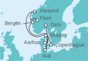 Itinerario del Crucero Dinamarca, Noruega, Alemania TI - AIDA