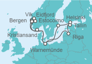 Itinerario del Crucero Letonia, Estonia, Finlandia, Suecia, Alemania, Noruega TI - AIDA