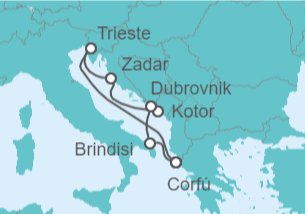 Itinerario del Crucero Italia, Montenegro, Croacia TI - AIDA