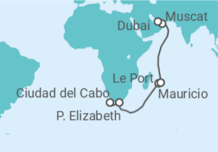 Itinerario del Crucero Sudáfrica, Mauricio, Omán, Emiratos Árabes TI - AIDA