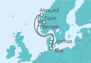 Itinerario del Crucero Noruega, Dinamarca TI - AIDA