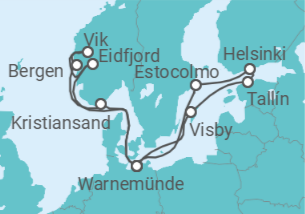 Itinerario del Crucero Noruega, Alemania, Suecia, Finlandia, Estonia TI - AIDA