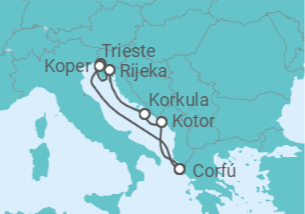 Itinerario del Crucero Italia, Eslovenia, Montenegro TI - AIDA