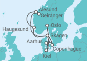 Itinerario del Crucero Noruega, Alemania, Dinamarca TI - AIDA