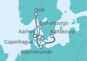 Itinerario del Crucero Dinamarca, Alemania, Suecia, Noruega TI - AIDA
