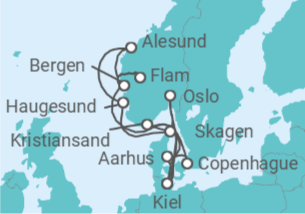 Itinerario del Crucero Noruega, Dinamarca, Alemania TI - AIDA