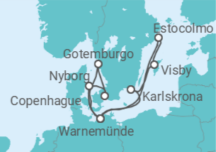 Itinerario del Crucero Suecia, Alemania, Dinamarca TI - AIDA